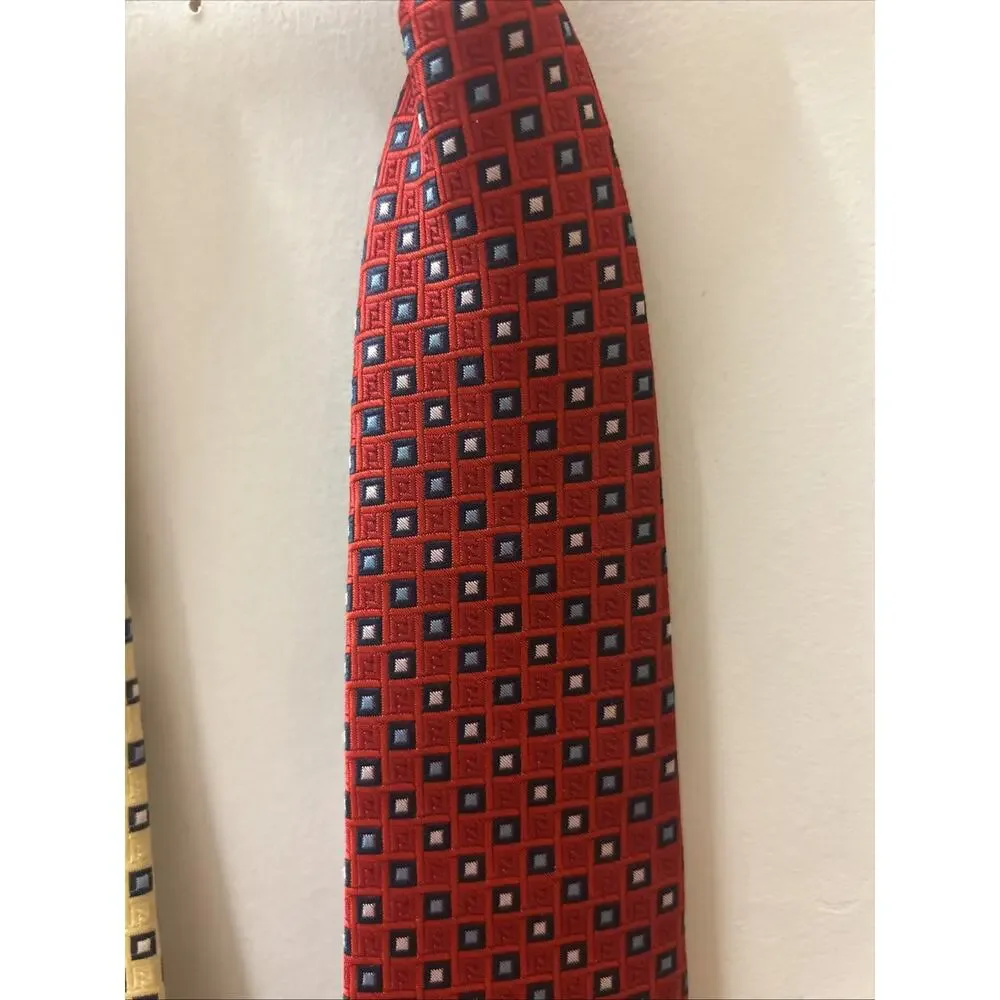 Kids IZOD 14” Clip On Tie 1 Red & 1 Yellow With Blue Accent